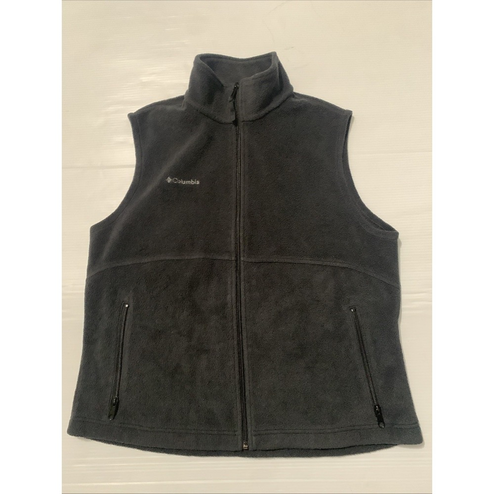 Columbia Vest Womens XL Black Fleece Full Zip Outdoor Sleeveless Jacket WL1470